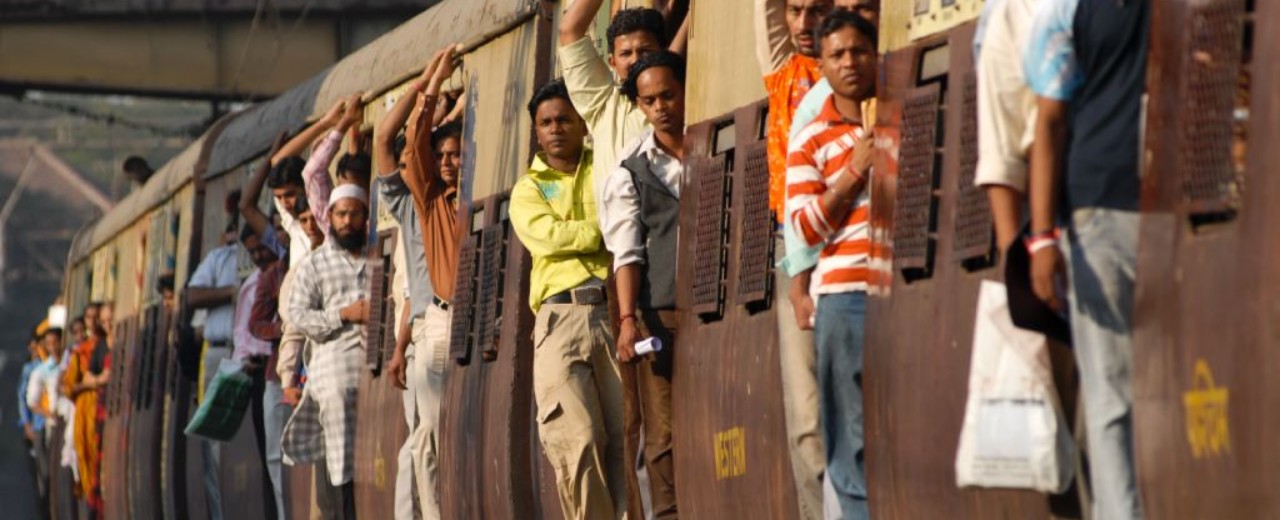 Commuters in crowded trains