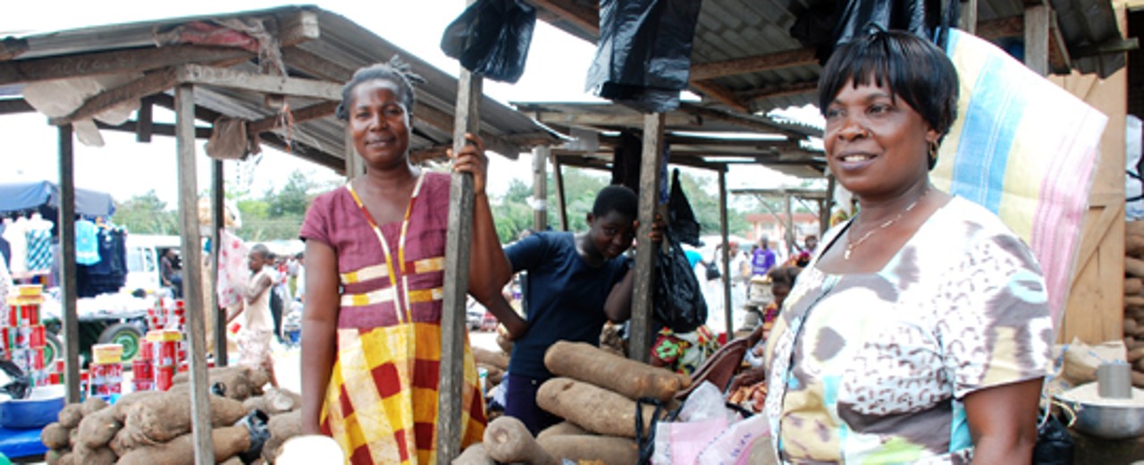 Two women at a market