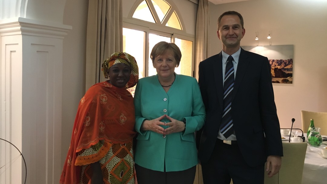 Rahinatou Mansour, Angela Merkel and Markus Schlömann