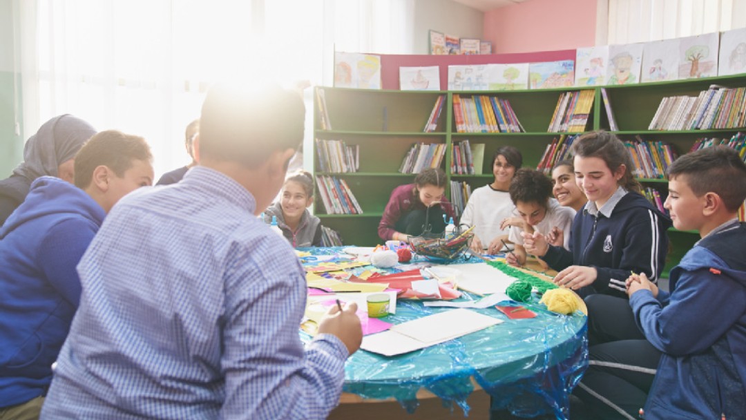 Children working in a classroom