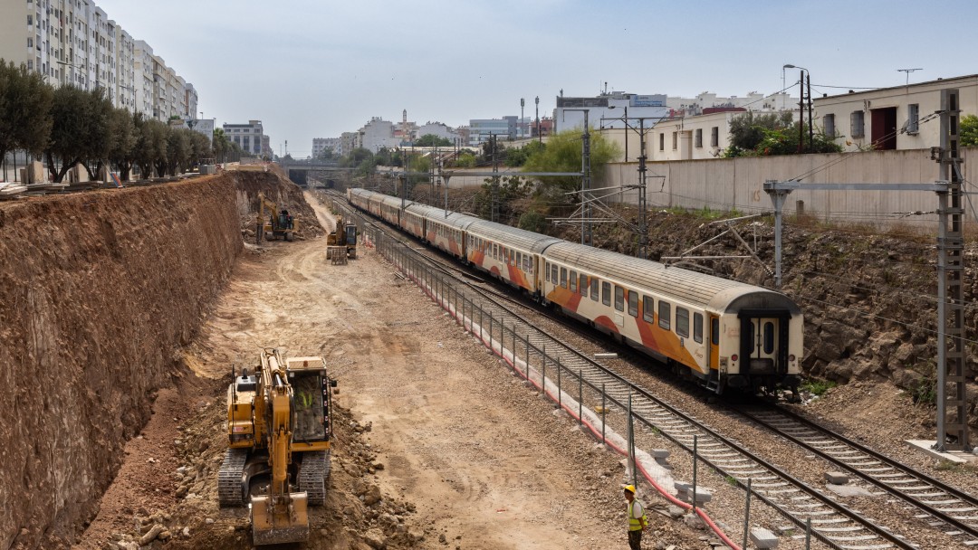 Construction site for the improvement of the train connection in Casablanca