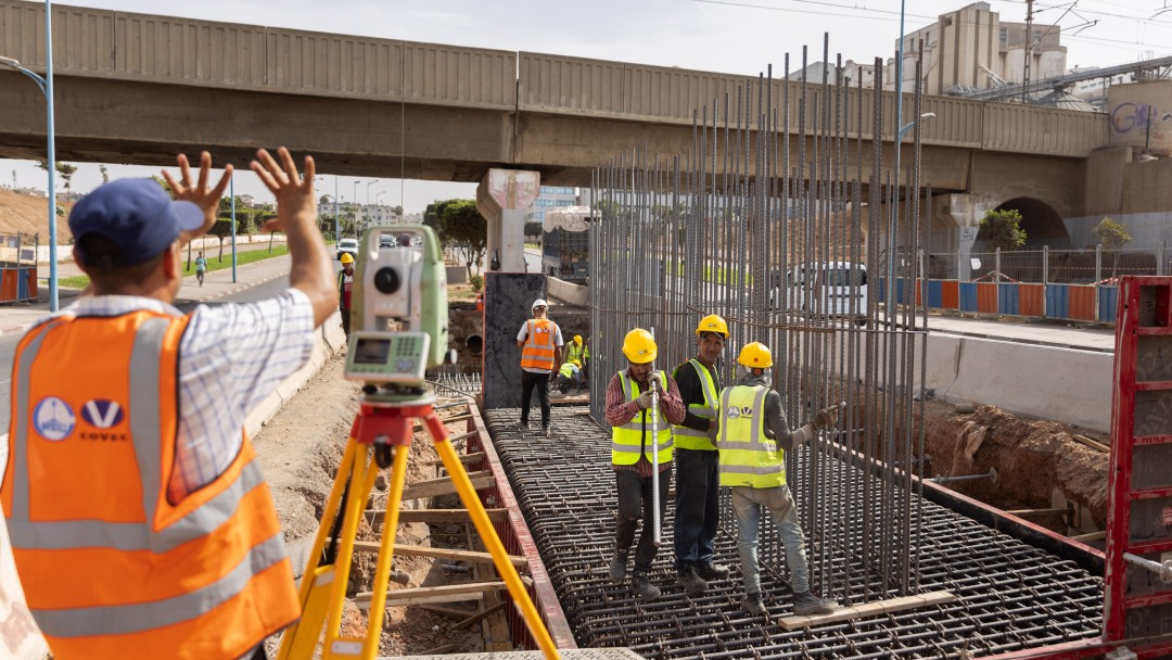Construction workers on a building site in Casablanca