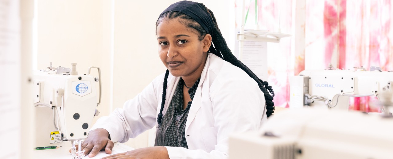 Woman sewing in Ethiopia
