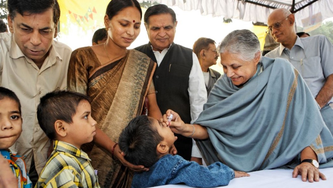 Indian children are receiving the vaccination against polio