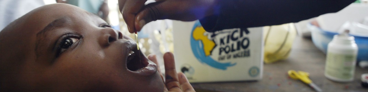 A child receives a vaccination against polio