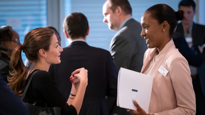 Two participants discussing