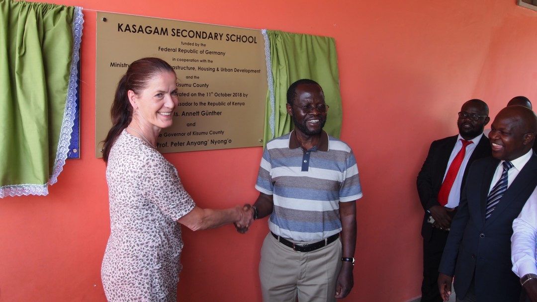 The German ambassador, Annett Günther, and the governor, Prof Peter Anyang’ Nyong’o