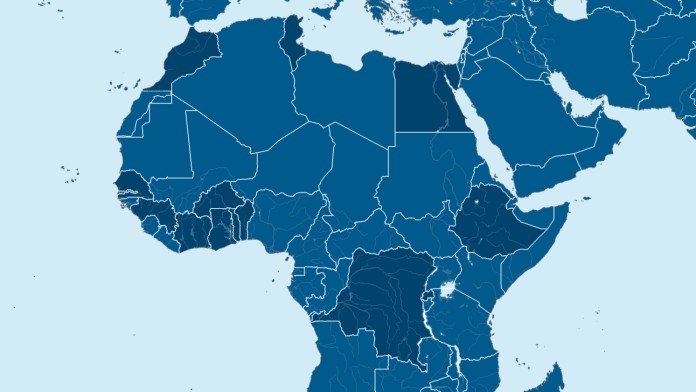 Karte von Afrika mit Schwerpunktgebieten