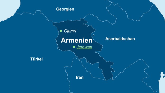 Landkarte von Armenien mit der Hauptstadt Eriwan