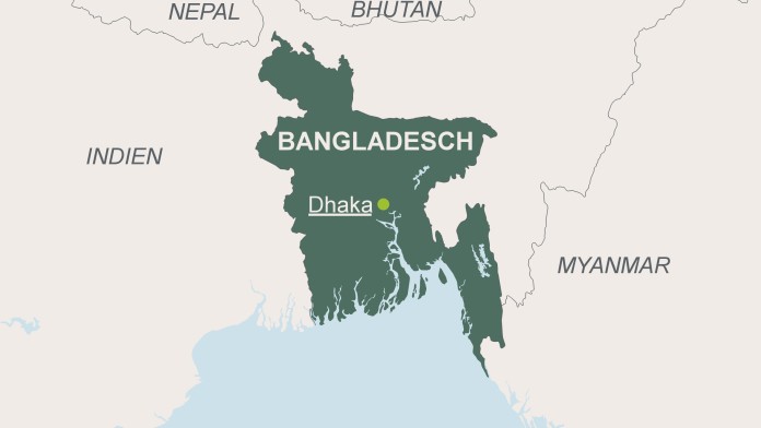 Landkarte von Bangladesch mit der Hauptstadt Dhaka
