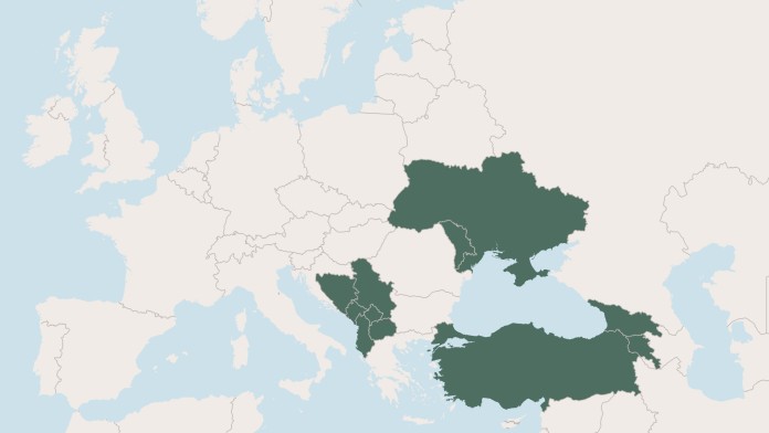 Eine Landkarte Europas mit den Partnerländern der KfW