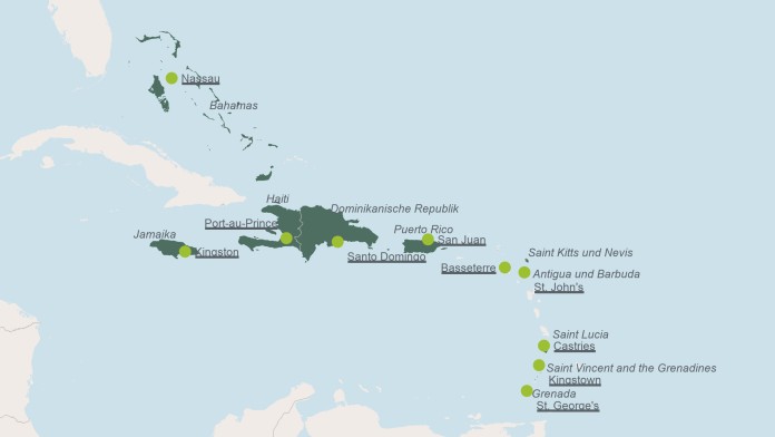 Landkarte von den karibischen Inseln