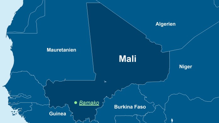 Landkarte von Mali mit der Hauptstadt Bamako