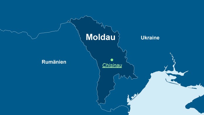 Landkarte von Moldau mit der Hauptstadt Chisinau 