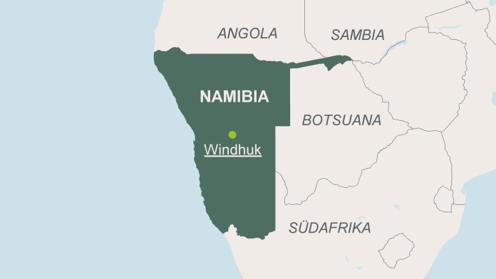 Landkarte Namibia mit der Hauptstadt Windhuk