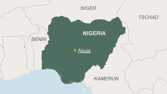 Landkarte von Nigeria mit der Hauptstadt Abuja