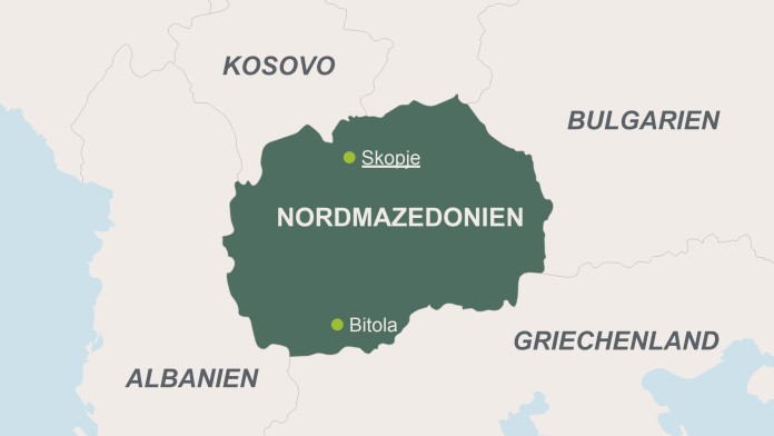 Karte von Nordmazedonien 