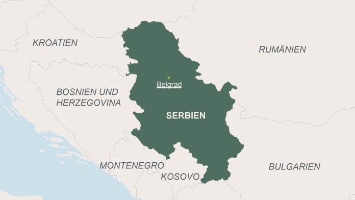 Landkarte von Serbien mit der Hauptstadt Belgrad