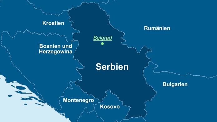 Landkarte von Serbien mit der Hauptstadt Belgrad