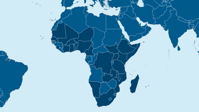 Eine Landkarte Subsahara-Afrikas mit den Partnerländern der KfW