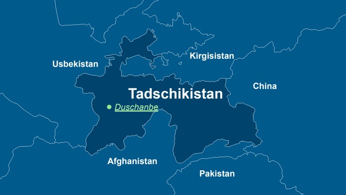 Landkarte von Tadschikistan mit der Hauptstadt Duschanbe 