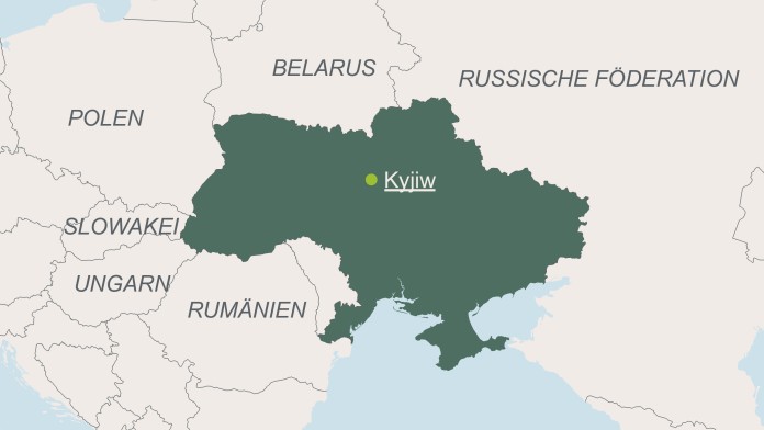 Landkarte der Ukraine mit den Nachbarnländern