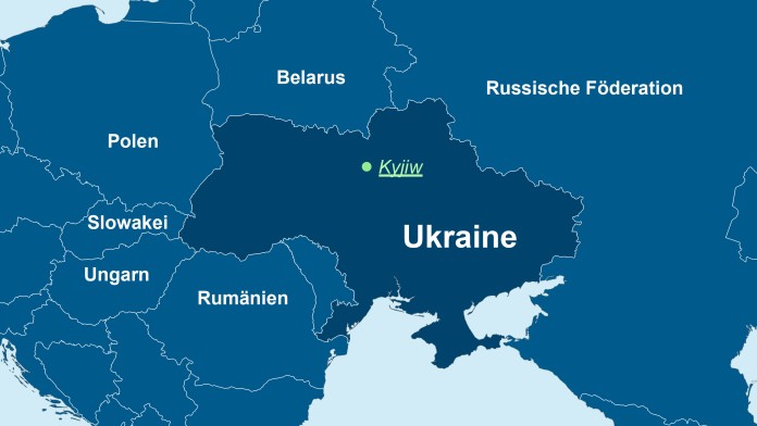 Landkarte der Ukraine mit den Nachbarnländern