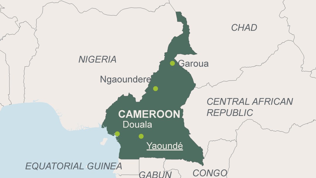 Map of Cameroon with its capital Yaoundé