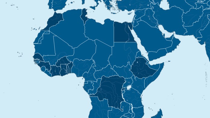 Map of Africa with focus areas