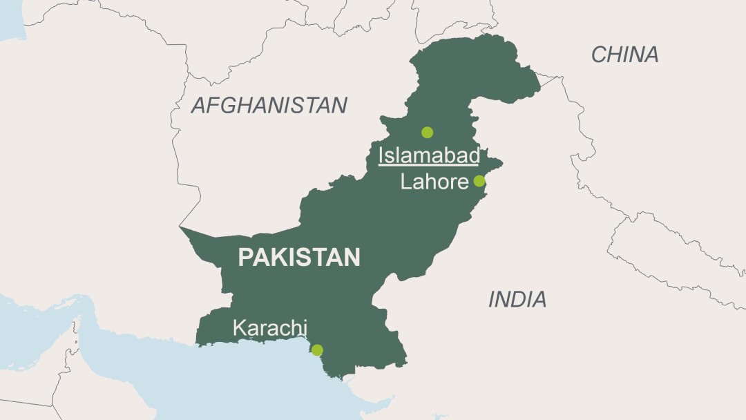 Map of Pakistan with its capital Islamabad