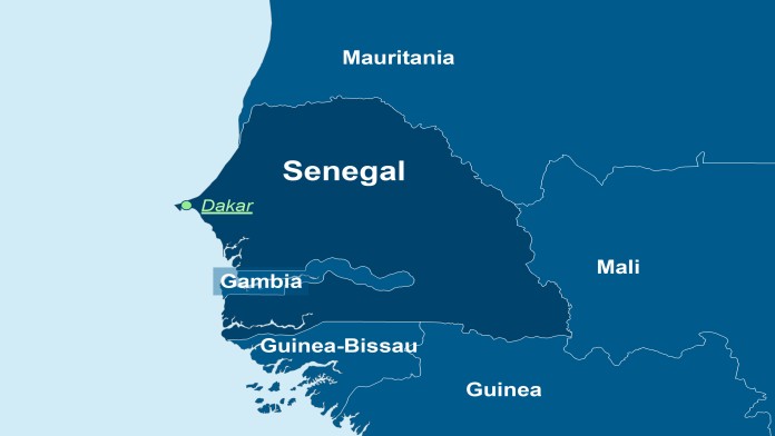 Landkarte von Senegal mit der Hauptstadt Dakar