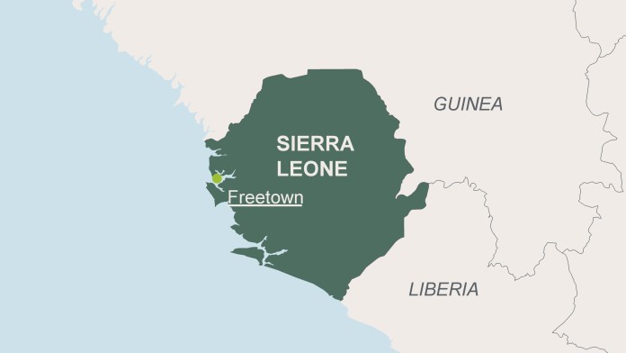 Landkarte von Sierra Leone mit der Hauptstadt Freetown