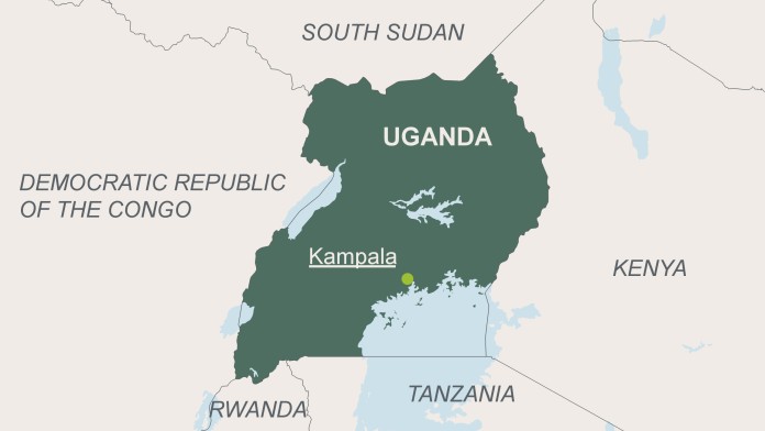 Karte von Uganda und seinen Nachbarländern
