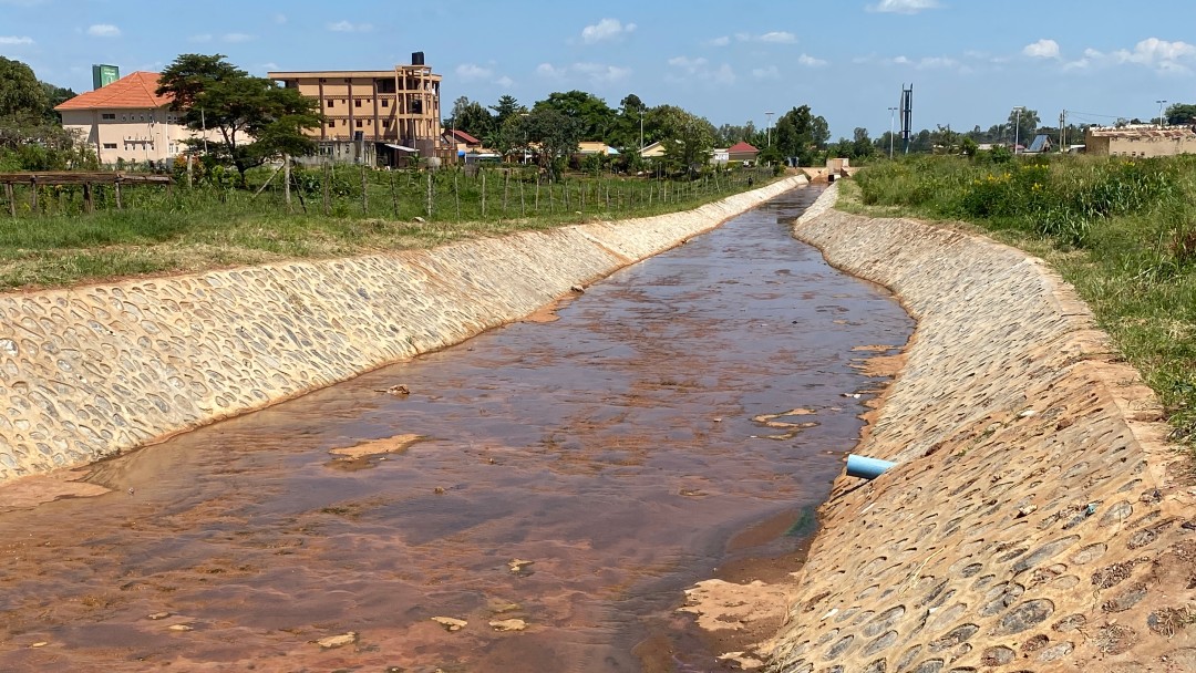 The newly constructed drainage channels protect the residential areas from flooding.