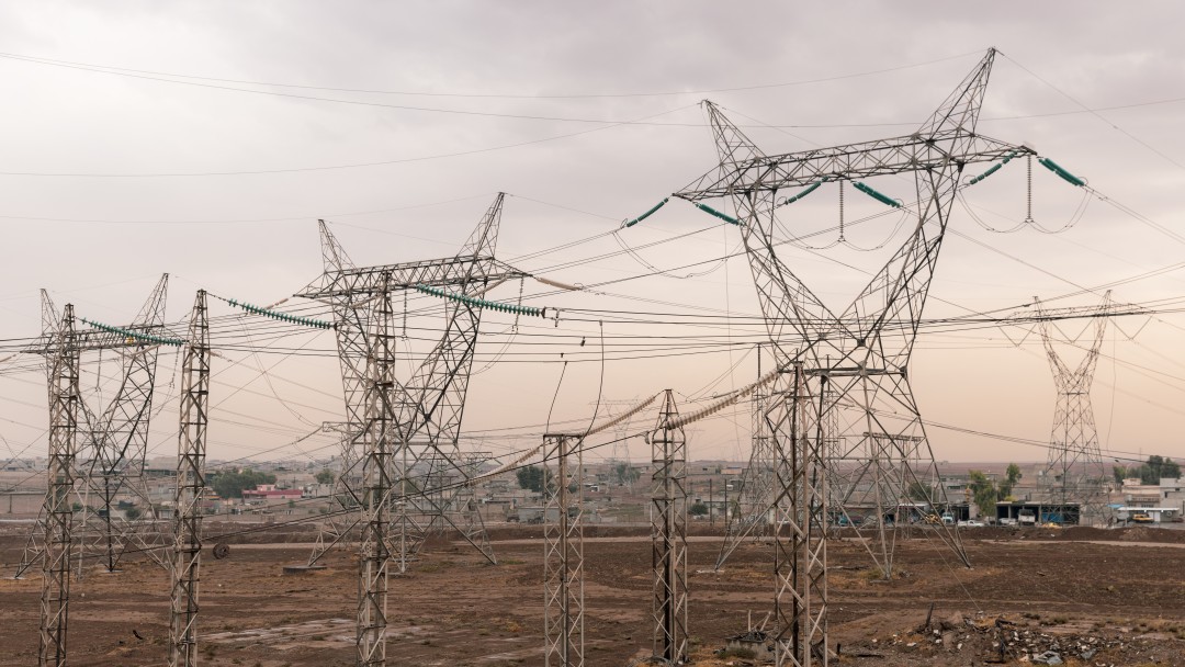 Substation with several electricity pylons