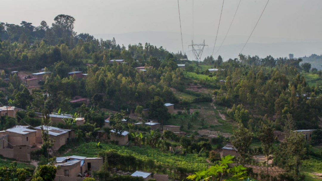 Village with a power line