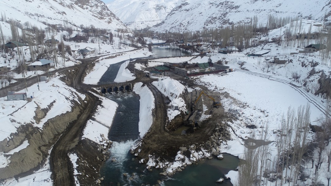 Aerial view on a hydropower plant