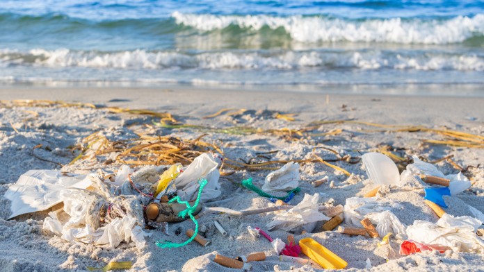 a lot of waste at the beach 