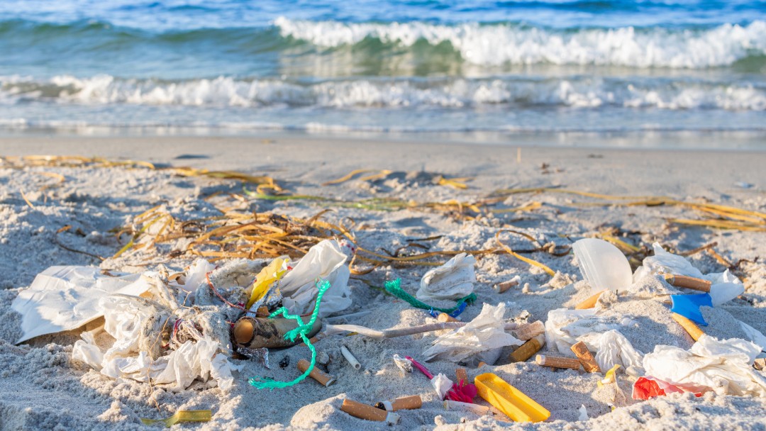 Mountains of waste on the beach 