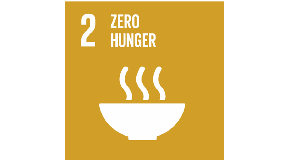 Logo of the United Nation's 2nd sustainable development goal: No Hunger