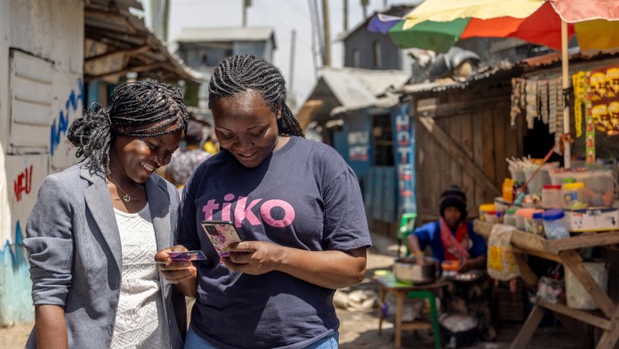 two girls with mobile phone