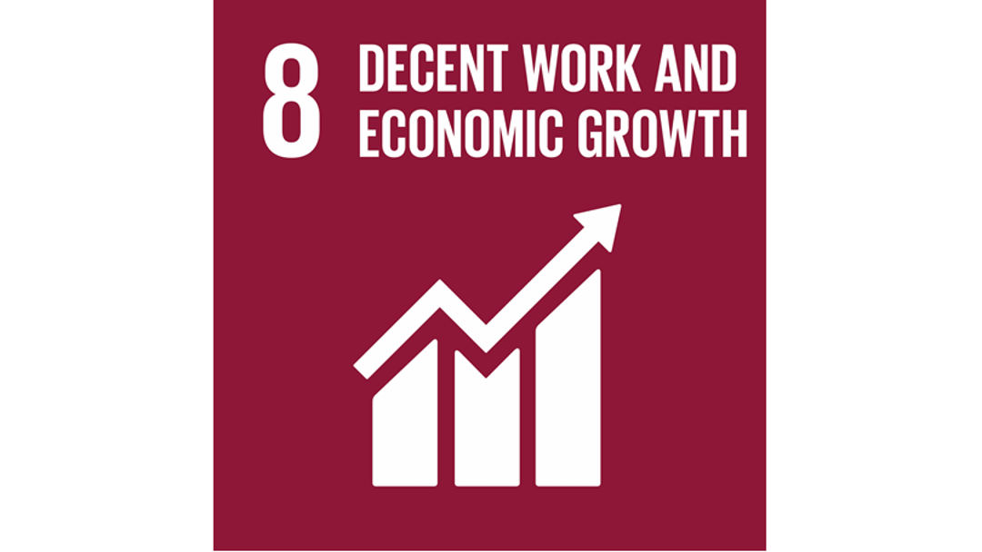 Logo of the United Nation's 8th sustainable development goal: Decent Work and Economic Growth