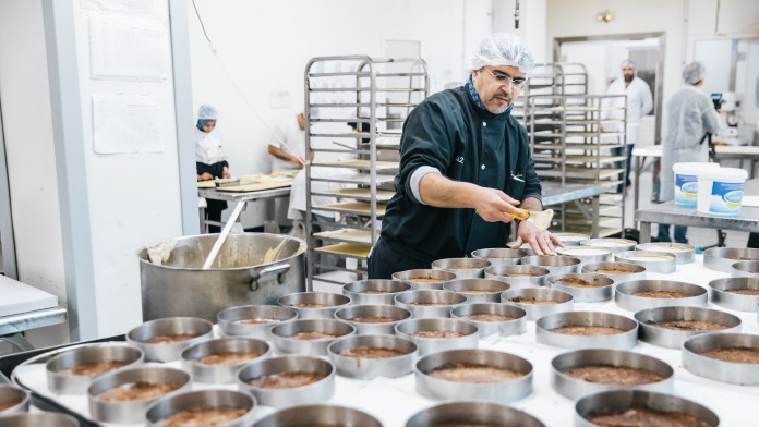 View in a kitchen of the confectionery chain Gourmandise in Tunis