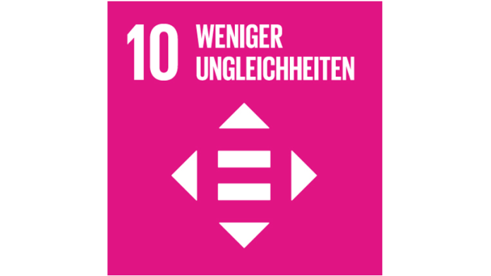Das Logo des 10. nachhaltigen Ziels der Vereinten Nationen: Weniger Ungleichheiten