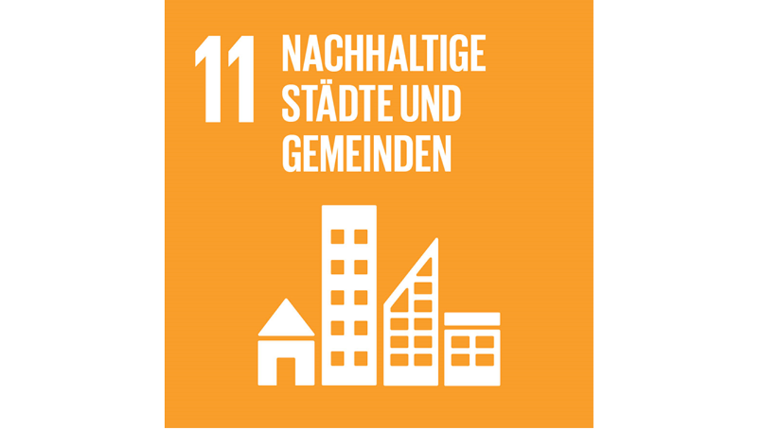 Das Logo des 11. nachhaltigen Ziels der Vereinten Nationen: Nachhaltige Städte und Gemeinden