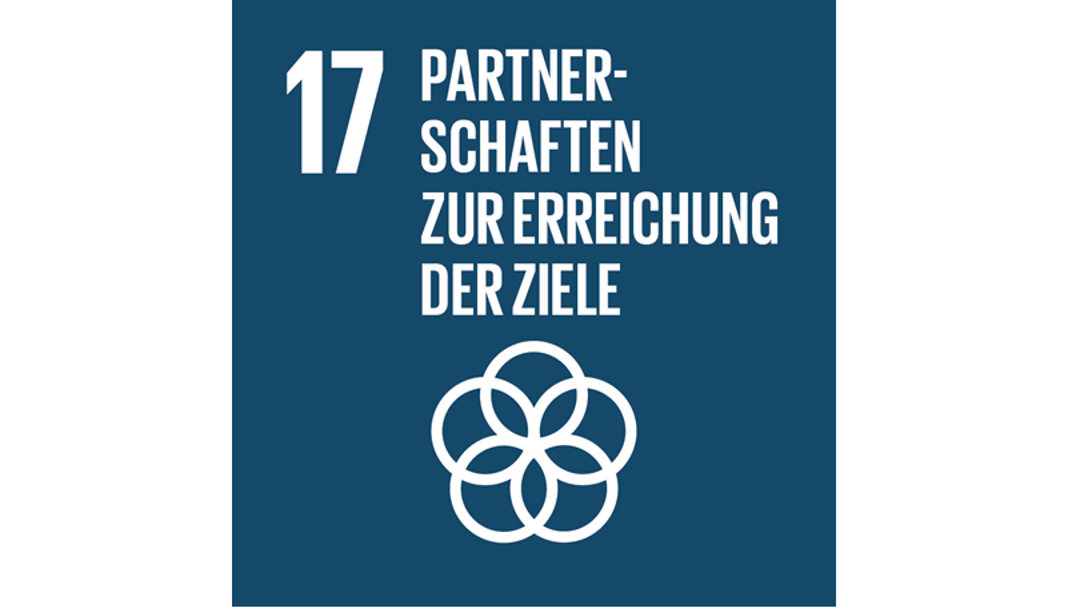 Das Logo des 17. nachhaltigen Ziels der Vereinten Nationen: Partnerschaften zur erreichung der Ziele