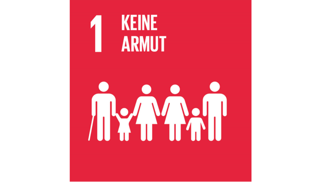 Das Logo des 1. nachhaltigen Ziels der Vereinten Nationen: Keine Armut