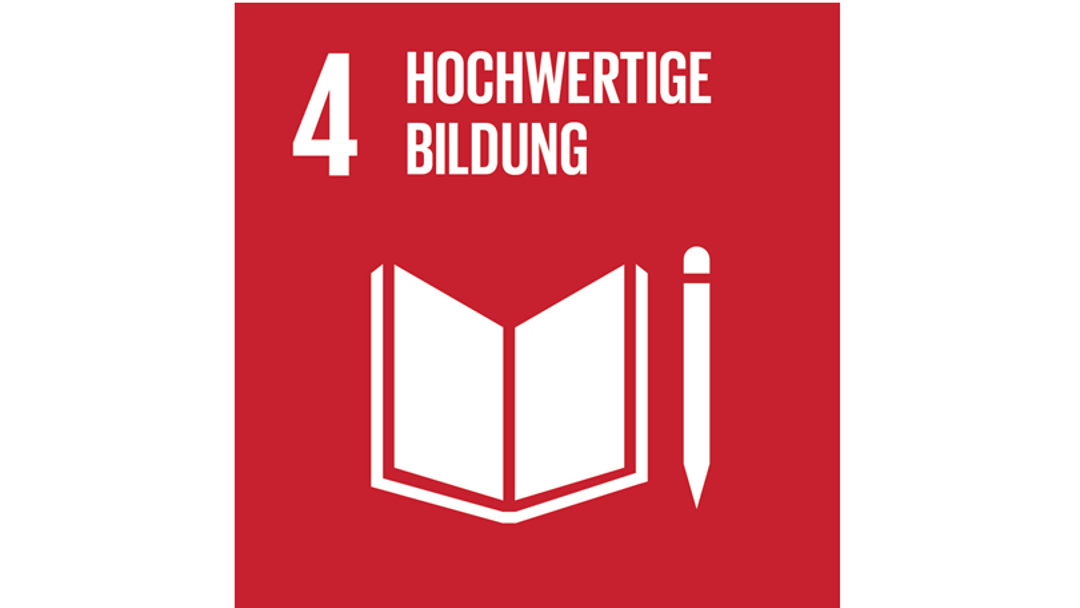 Das Logo des 4. nachhaltigen Ziels der Vereinten Nationen: Hochwertige Bildung