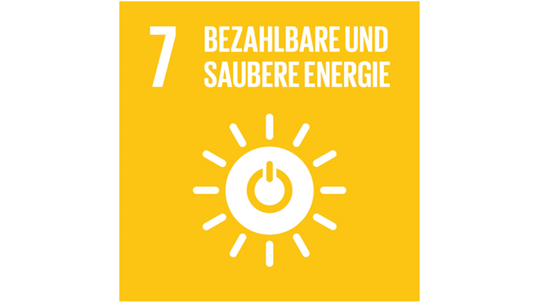 Das Logo des 7. nachhaltigen Ziels der Vereinten Nationen: Bezahlbare und saubere Energie
