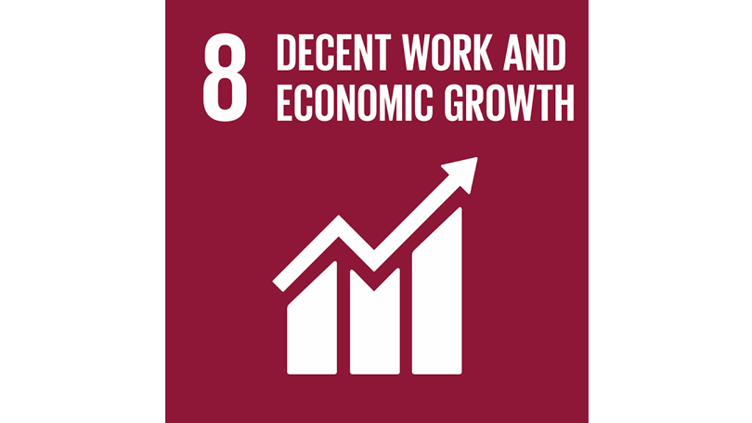 Logo of the United Nation's 8th sustainable development goal: Decent Work and Economic Growth